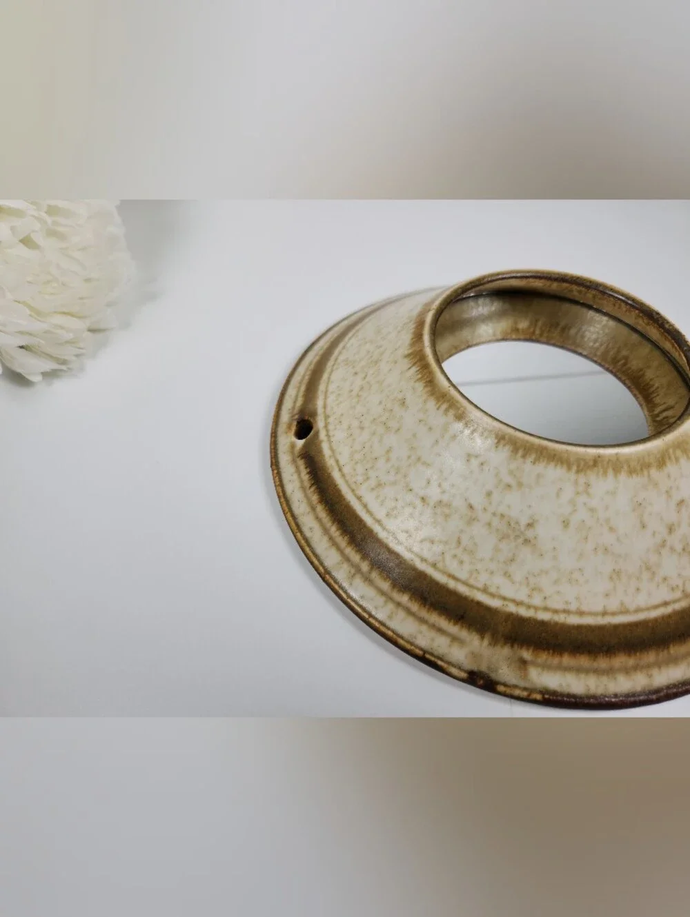 Vintage Circular Ceramic Pottery Wall Mirror 9